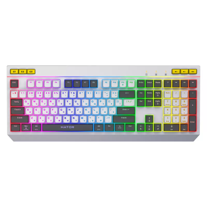 HATOR Icefall Teclado gaming USB QWERTY US-English blanco Full-Size RGB LED