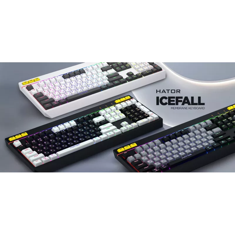 HATOR Icefall Teclado gaming USB QWERTY US-English blanco Full-Size RGB LED