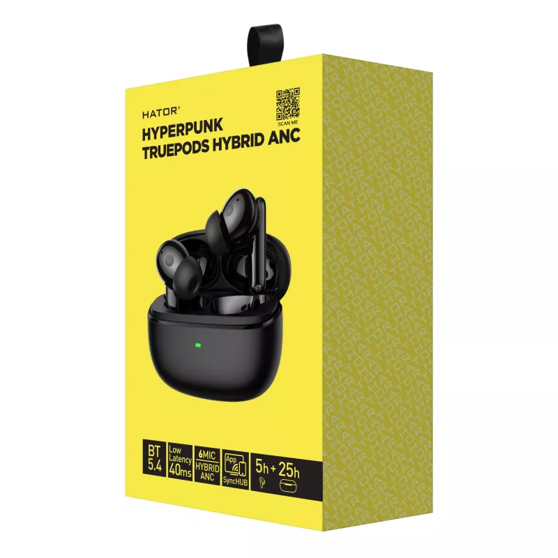 HATOR Hyperpunk Truepods Hybrid ANC Auriculares True Wireless Stereo (TWS) in-ear llamadas/música Bluetooth negro