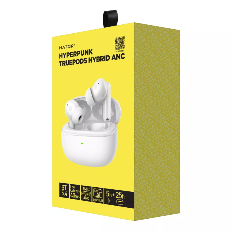 HATOR Hyperpunk Truepods Hybrid ANC Auriculares True Wireless Stereo (TWS) in-ear llamadas/música Bluetooth blanco