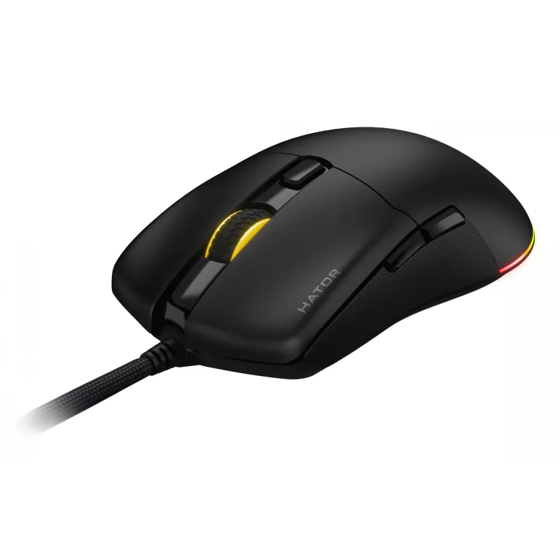 HATOR Pulsar 3, negro — switches ópticos amarillos 100M PixArt PMW 3311 (HTM610)