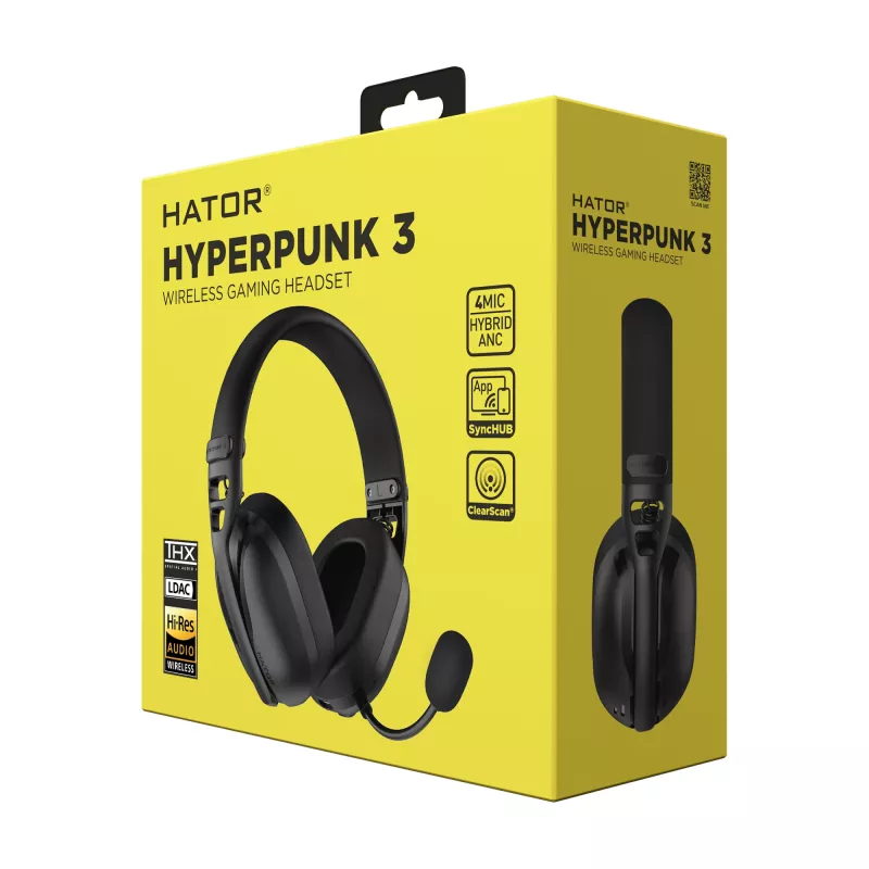 HATOR Hyperpunk 3 Auriculares inalámbricos con cable y sin cables diadema gaming USB Type-C / USB Type-A Bluetooth negro
