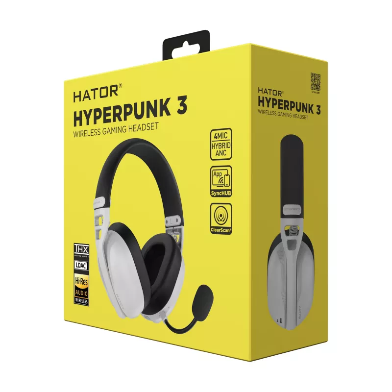 HATOR Hyperpunk 3 Auriculares inalámbricos con cable y sin cables diadema gaming USB Type-C / USB Type-A Bluetooth blanco