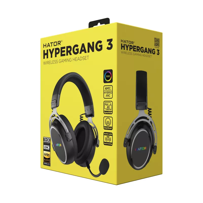 HATOR Hypergang 3 Auriculares inalámbricos diadema gaming USB Type-C / USB Type-A Bluetooth negro