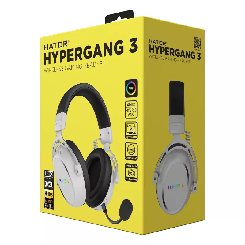 HATOR Hypergang 3 Auriculares inalámbricos diadema gaming USB Type-C / USB Type-A Bluetooth blanco