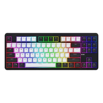 HATOR Rockfall 3 TKL Wireless, negro, QMK/VIA, perfil OMA teclas blanco-negro Teclado — switches mecánicos lineales hotswap — US — distribución ANSI (HTK850)