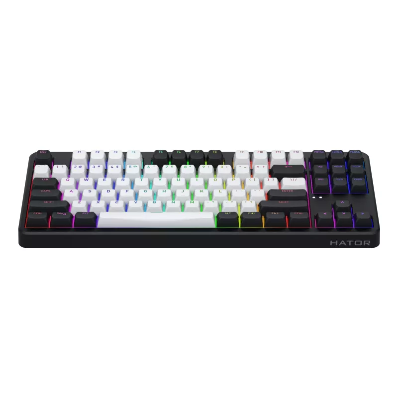 HATOR Rockfall 3 TKL Wireless, negro, QMK/VIA, perfil OMA teclas blanco-negro Teclado — switches mecánicos lineales hotswap — US — distribución ANSI (HTK850)