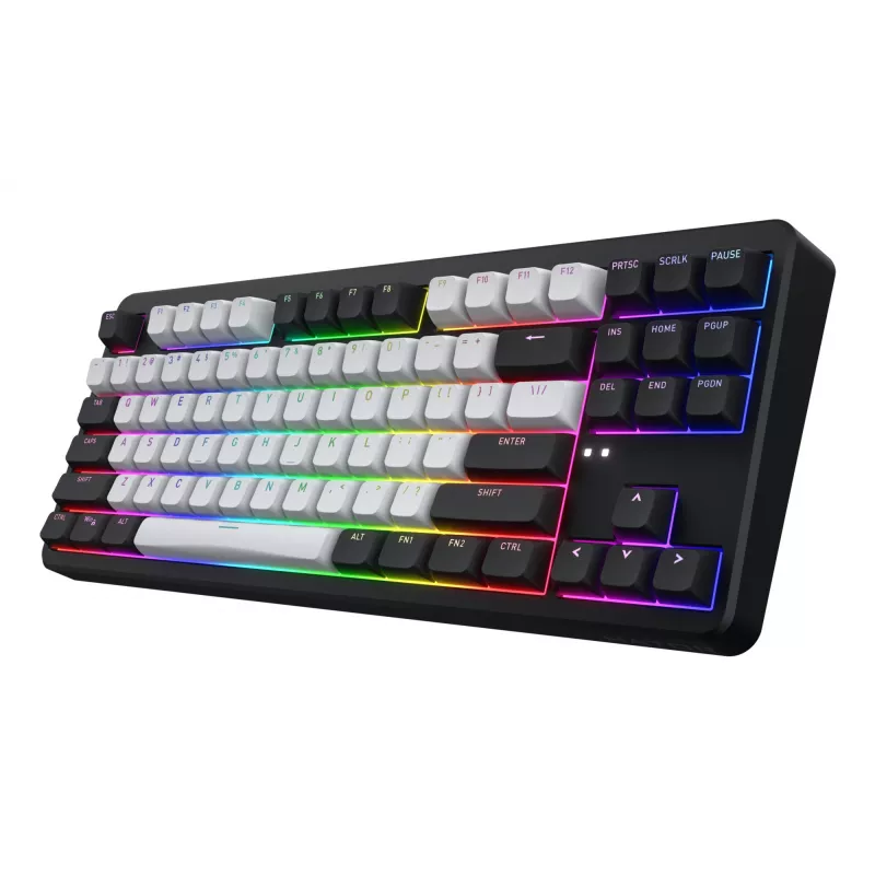 HATOR Rockfall 3 TKL Wireless, negro, QMK/VIA, perfil OMA teclas blanco-negro Teclado — switches mecánicos lineales hotswap — US — distribución ANSI (HTK850)