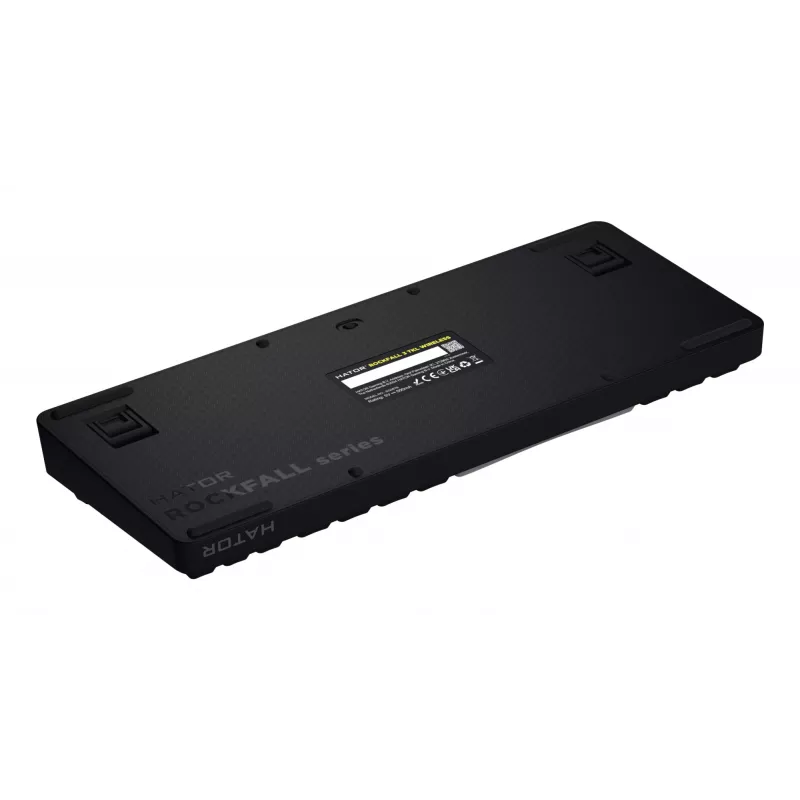 HATOR Rockfall 3 TKL Wireless, negro, QMK/VIA, perfil OMA teclas blanco-negro Teclado — switches mecánicos lineales hotswap — US — distribución ANSI (HTK850)