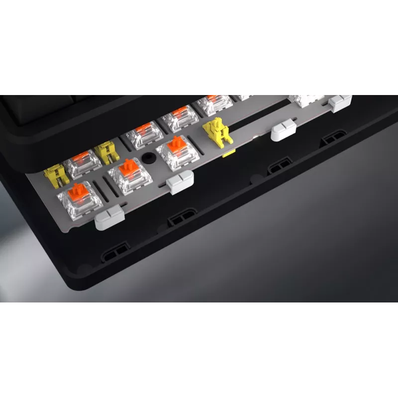 HATOR Rockfall 3 TKL Wireless, negro, QMK/VIA, perfil OMA teclas blanco-negro Teclado — switches mecánicos lineales hotswap — US — distribución ANSI (HTK850)