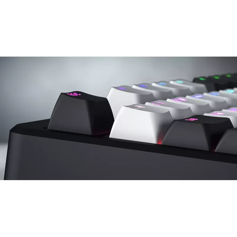 HATOR Rockfall 3 TKL Wireless, negro, QMK/VIA, perfil OMA teclas blanco-negro Teclado — switches mecánicos lineales hotswap — US — distribución ANSI (HTK850)