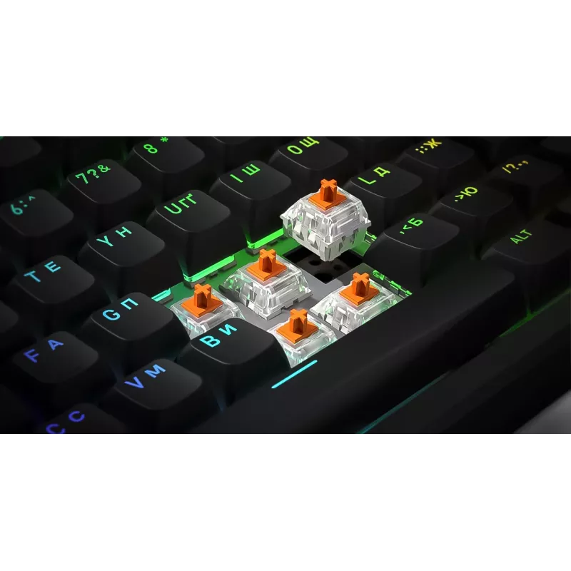 HATOR Rockfall 3 TKL Wireless, negro, QMK/VIA, perfil OMA teclas blanco-negro Teclado — switches mecánicos lineales hotswap — US — distribución ANSI (HTK850)
