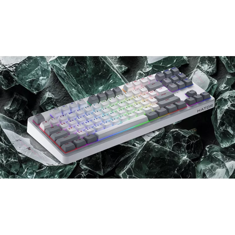 HATOR Rockfall 3 TKL Wireless, negro, QMK/VIA, perfil OMA teclas blanco-negro Teclado — switches mecánicos lineales hotswap — US — distribución ANSI (HTK850)