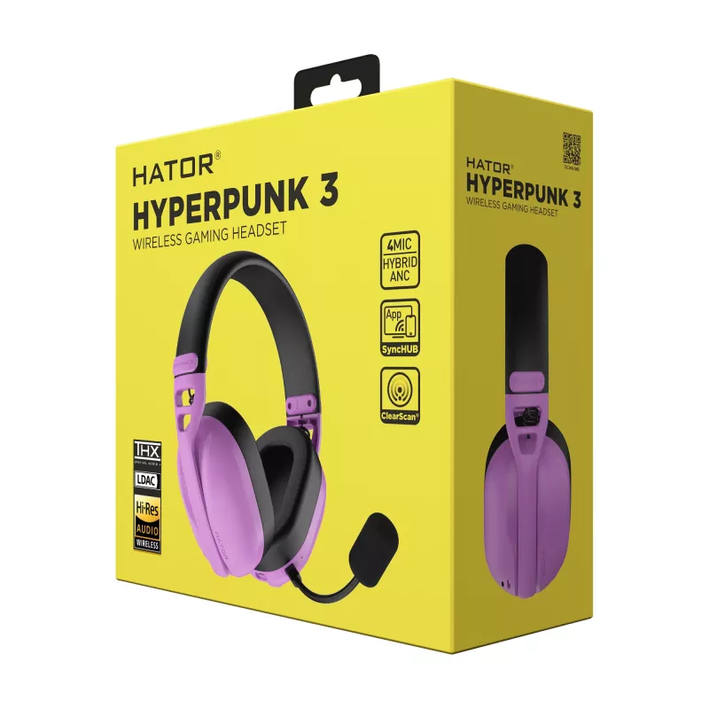 HATOR Hyperpunk 3 Auriculares inalámbricos con cable y sin cables diadema gaming USB Type-C / USB Type-A Bluetooth violeta