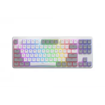HATOR Rockfall 3 TKL Wireless, blanco, QMK/VIA, perfil OMA teclas blanco-negro Teclado — switches mecánicos lineales hotswap — US — distribución ANSI