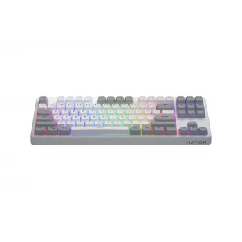 HATOR Rockfall 3 TKL Wireless, blanco, QMK/VIA, perfil OMA teclas blanco-negro Teclado — switches mecánicos lineales hotswap — US — distribución ANSI