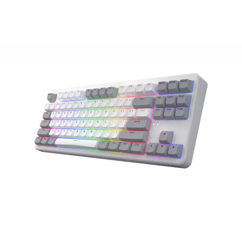 HATOR Rockfall 3 TKL Wireless, blanco, QMK/VIA, perfil OMA teclas blanco-negro Teclado — switches mecánicos lineales hotswap — US — distribución ANSI