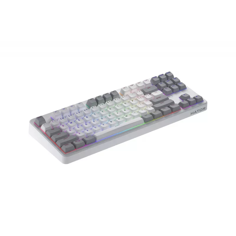 HATOR Rockfall 3 TKL Wireless, blanco, QMK/VIA, perfil OMA teclas blanco-negro Teclado — switches mecánicos lineales hotswap — US — distribución ANSI