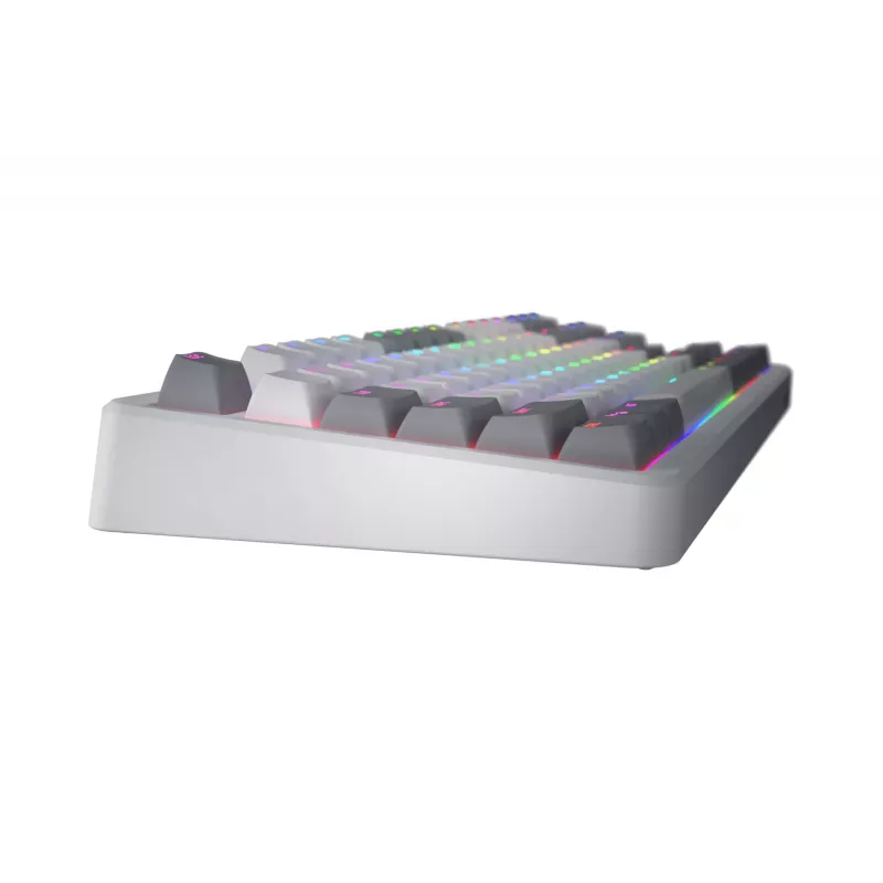 HATOR Rockfall 3 TKL Wireless, blanco, QMK/VIA, perfil OMA teclas blanco-negro Teclado — switches mecánicos lineales hotswap — US — distribución ANSI