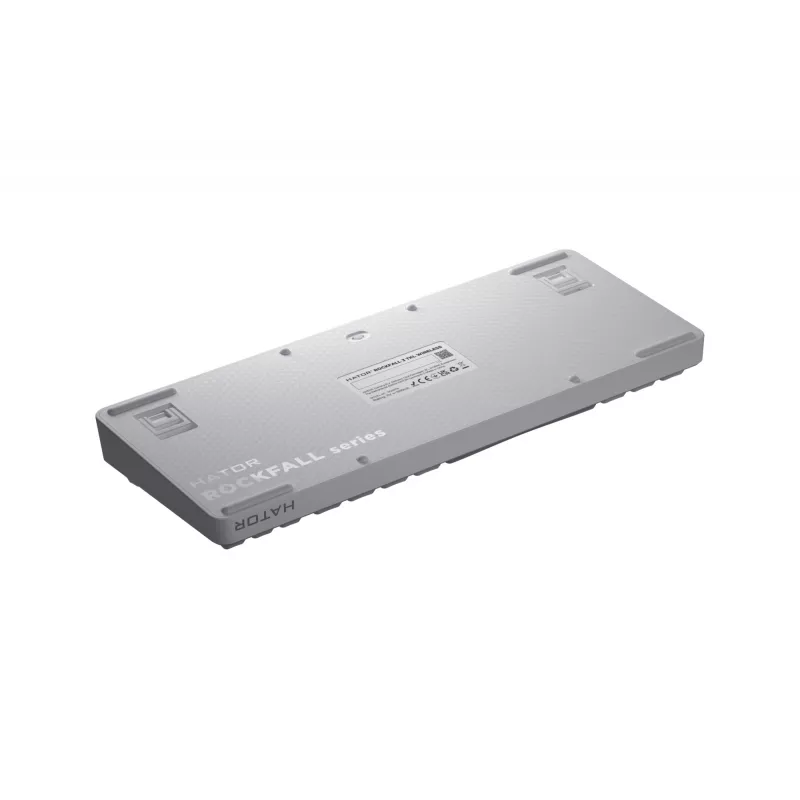 HATOR Rockfall 3 TKL Wireless, blanco, QMK/VIA, perfil OMA teclas blanco-negro Teclado — switches mecánicos lineales hotswap — US — distribución ANSI