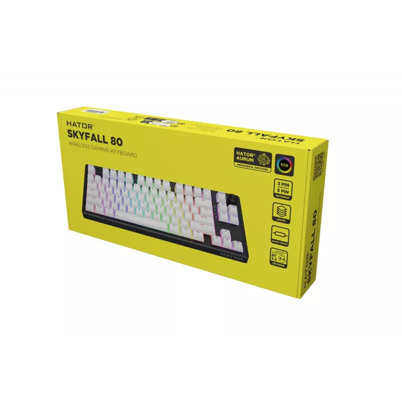 HATOR Skyfall Wireless 80 Teclado gaming USB + RF Wireless + Bluetooth QWERTY US English negro, blanco