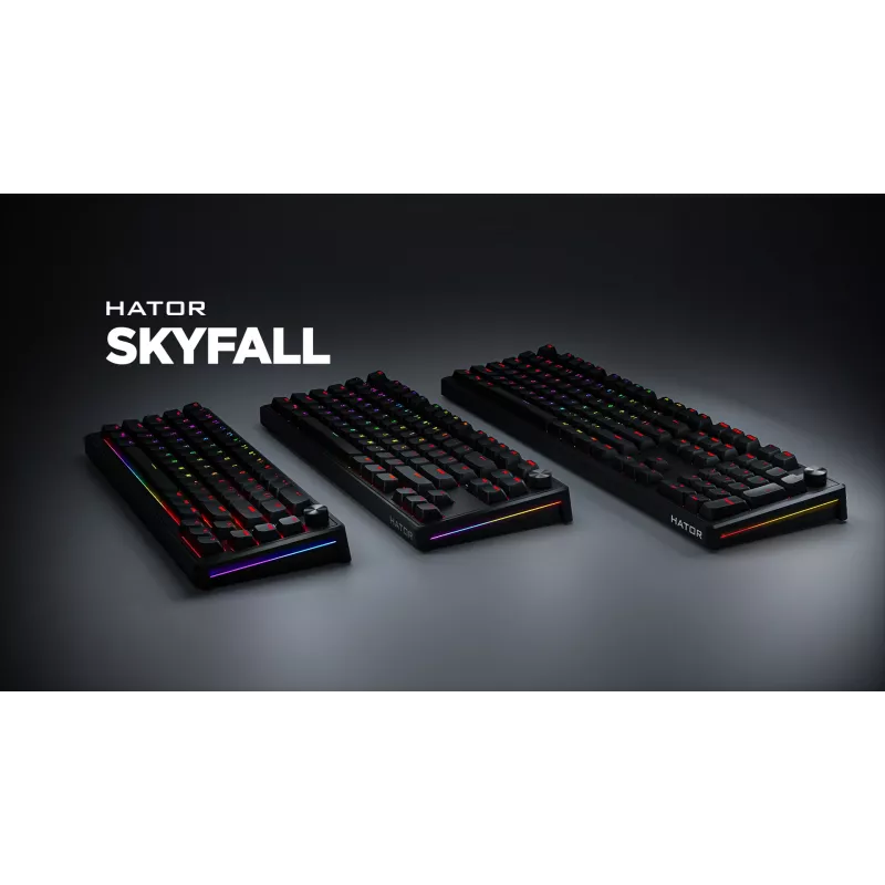 HATOR Skyfall 65 Cableado, Mecánico, USB-C, Aurum Sterling, 70M Pulsaciones, RGB, Negro, 790g