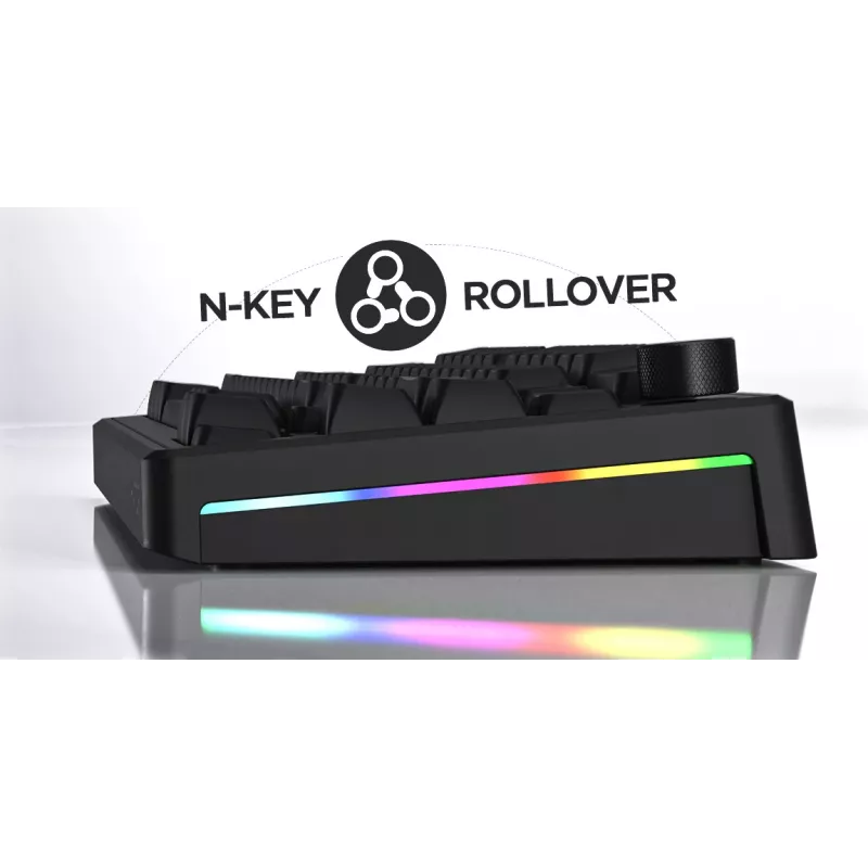 HATOR Skyfall 65 Cableado, Mecánico, USB-C, Aurum Sterling, 70M Pulsaciones, RGB, Negro, 790g