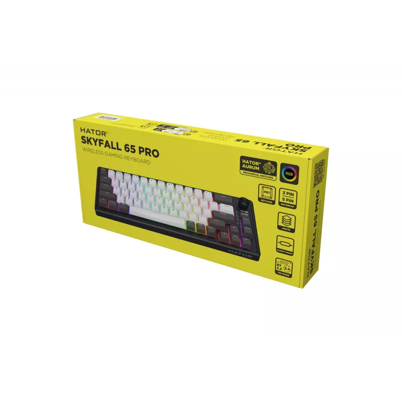 HATOR Skyfall Pro Wireless 65 Teclado Gaming USB + RF Wireless + Bluetooth QWERTY US English Negro, Gris