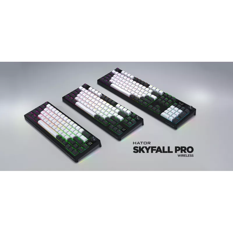 HATOR Skyfall Pro Wireless 65 Teclado Gaming USB + RF Wireless + Bluetooth QWERTY US English Negro, Gris