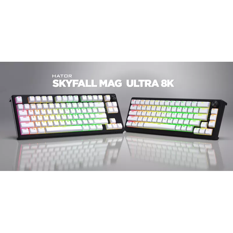 HATOR Skyfall 65 MAG ULTRA 8K Teclado Gaming USB QWERTY US-English Negro, Blanco