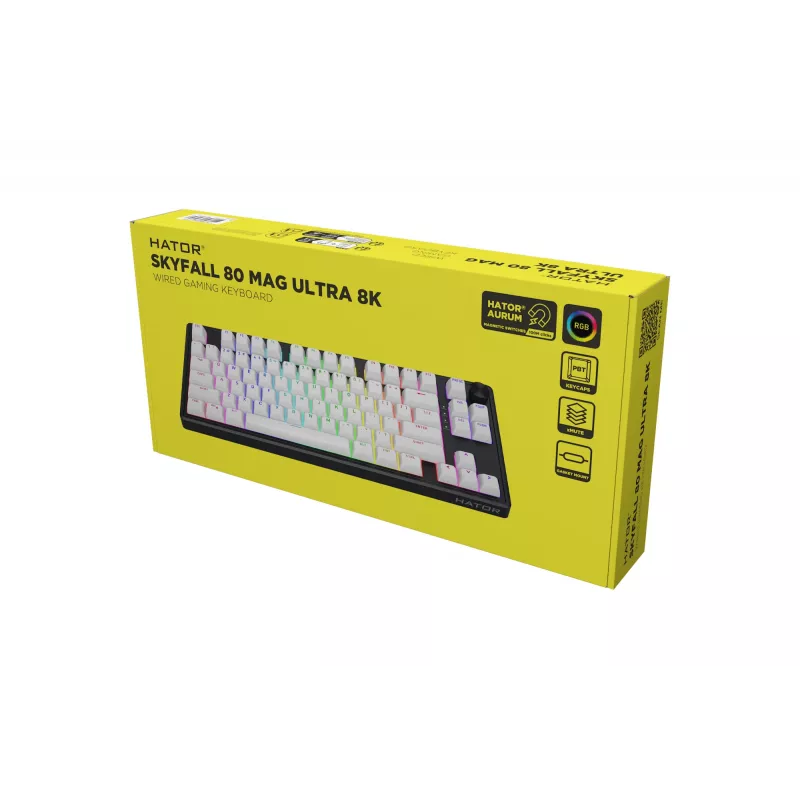 HATOR Skyfall 80 MAG ULTRA 8K Teclado Gaming USB QWERTY US-English Negro, Blanco