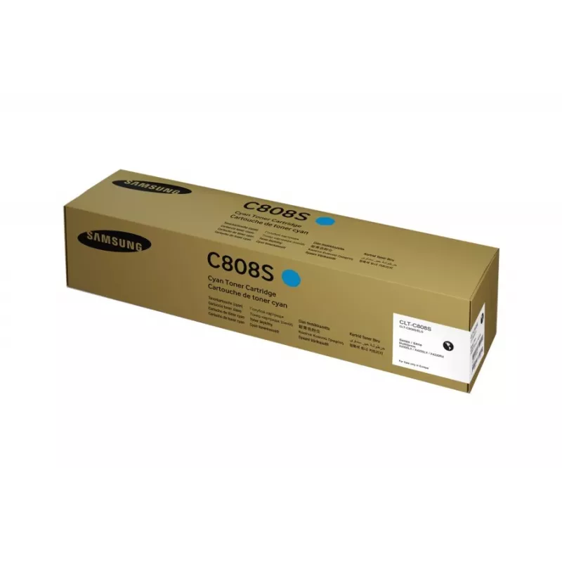 Cartucho de tóner Samsung CLT-C808S cian, original, láser, rendimiento 20.000 páginas, 1 ud.