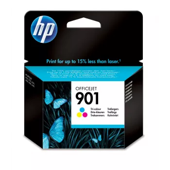 HP 901 Cartucho de tinta original tricolor, rendimiento estándar, cian, magenta, amarillo, tinta a base de colorante, 9 ml, 1 ud., 360 páginas