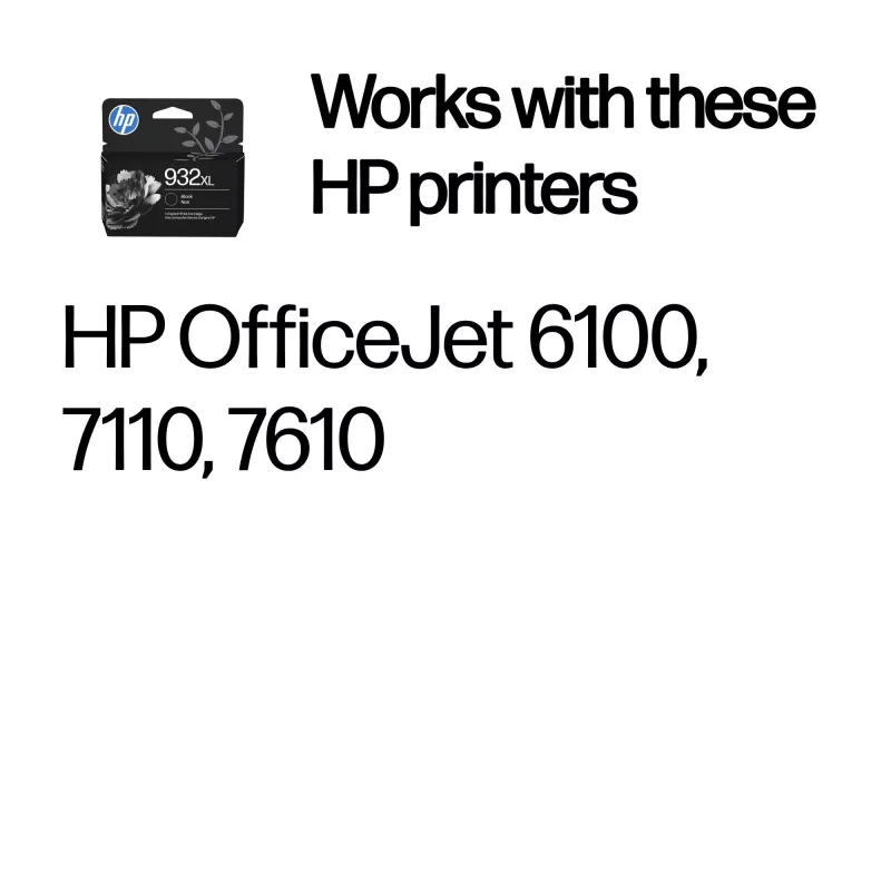 HP 932XL Cartucho de tinta original negro de gran capacidad, negro, 1 ud., 1000 páginas