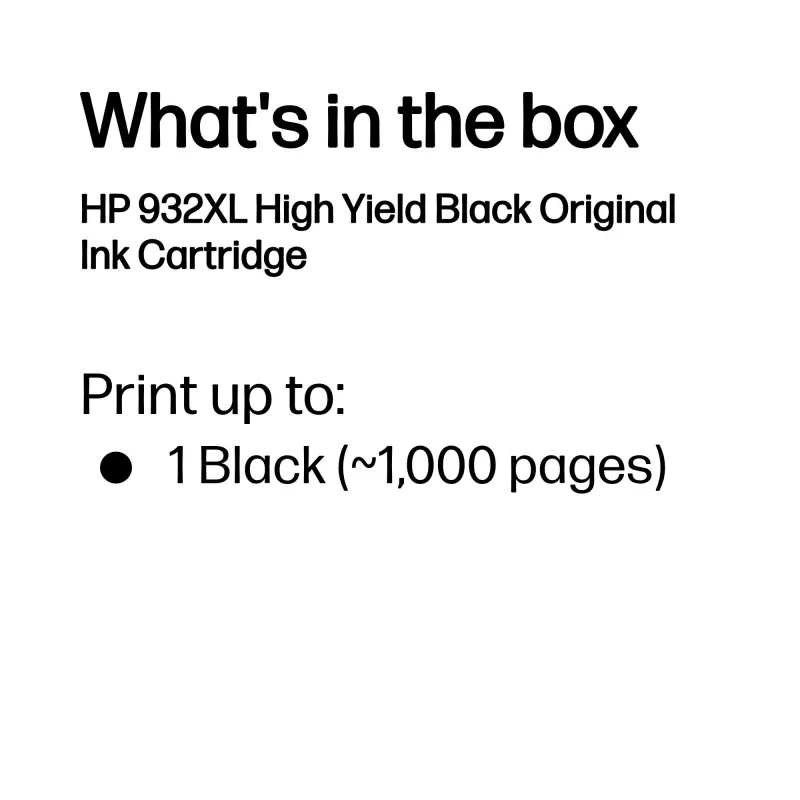 HP 932XL Cartucho de tinta original negro de gran capacidad, negro, 1 ud., 1000 páginas