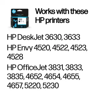HP 302 cartucho de tinta original negro, negro, 1 ud., 170 páginas