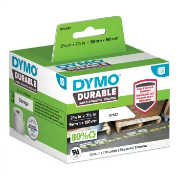 DYMO Authentic LabelWriter Durable Labels | 59 mm x 190 mm | Poly blanco | 170 etiquetas autoadhesivas grandes | alto rendimiento | para impresoras de etiquetas LabelWriter