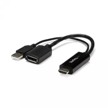 StarTech.com adaptador HDMI a DisplayPort - 4K 30Hz, 3840 x 2160 píxeles, 1080p, 720p, 120 Hz, negro, MegaChips - STDP2600, convertidor de vídeo activo