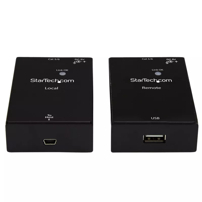 StarTech.com extensor USB 2.0 sobre cable Cat5e/Cat6 (RJ45) – hasta 50 m – kit adaptador extensor de puerto USB de alta velocidad – con alimentación – extensor USB sobre cable Ethernet – 480 Mbit/s – metal