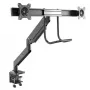 StarTech.com soporte de mesa para dos monitores – soporte VESA ergonómico para doble monitor para pantallas de 32 pulgadas (8 kg) – barra transversal con asa para movimiento completo sincronizado – altura ajustable – pinza en C/pasacables