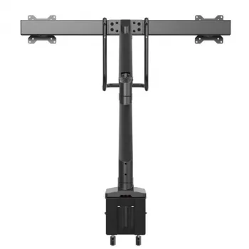StarTech.com soporte de mesa para dos monitores – soporte VESA ergonómico para doble monitor para pantallas de 32 pulgadas (8 kg) – barra transversal con asa para movimiento completo sincronizado – altura ajustable – pinza en C/pasacables