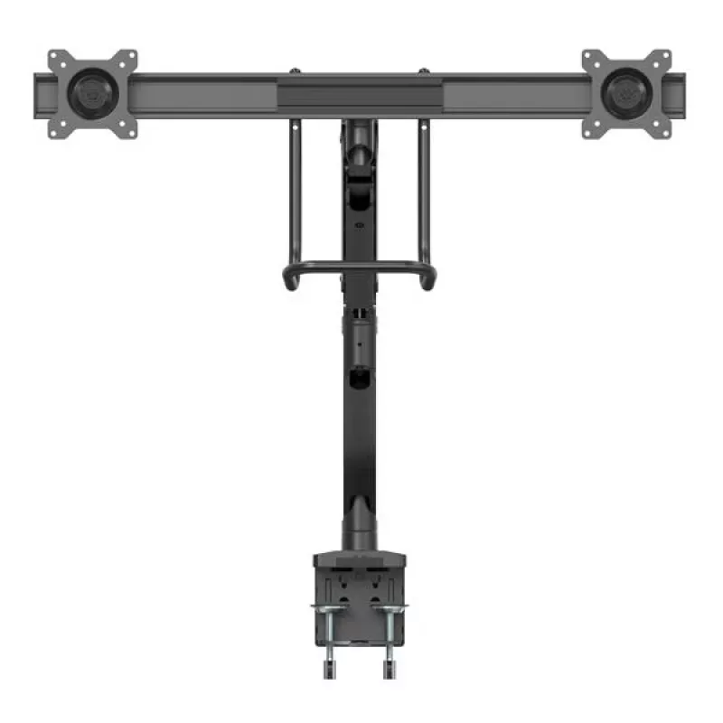 StarTech.com soporte de mesa para dos monitores – soporte VESA ergonómico para doble monitor para pantallas de 32 pulgadas (8 kg) – barra transversal con asa para movimiento completo sincronizado – altura ajustable – pinza en C/pasacables