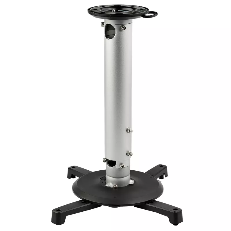 StarTech.com soporte de techo universal para proyectores – montaje en mástil de alta resistencia, ajustable en altura/extraíble 12,7–57,77 cm desde el techo – 15 kg – inclinación/giro – soporte de proyector colgante con placa de fijación