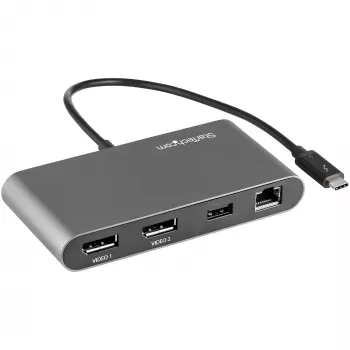 StarTech.com dock Mini Thunderbolt para doble monitor, DisplayPort 4K 60Hz, hub sin controladores para Windows y Mac, Gigabit Ethernet, 1x USB-A (USB 5Gbps), cable de 11in (28cm)