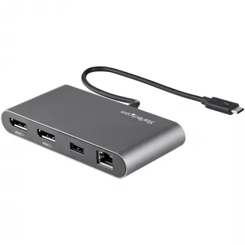 StarTech.com dock Mini Thunderbolt para doble monitor, DisplayPort 4K 60Hz, hub sin controladores para Windows y Mac, Gigabit Ethernet, 1x USB-A (USB 5Gbps), cable de 11in (28cm)