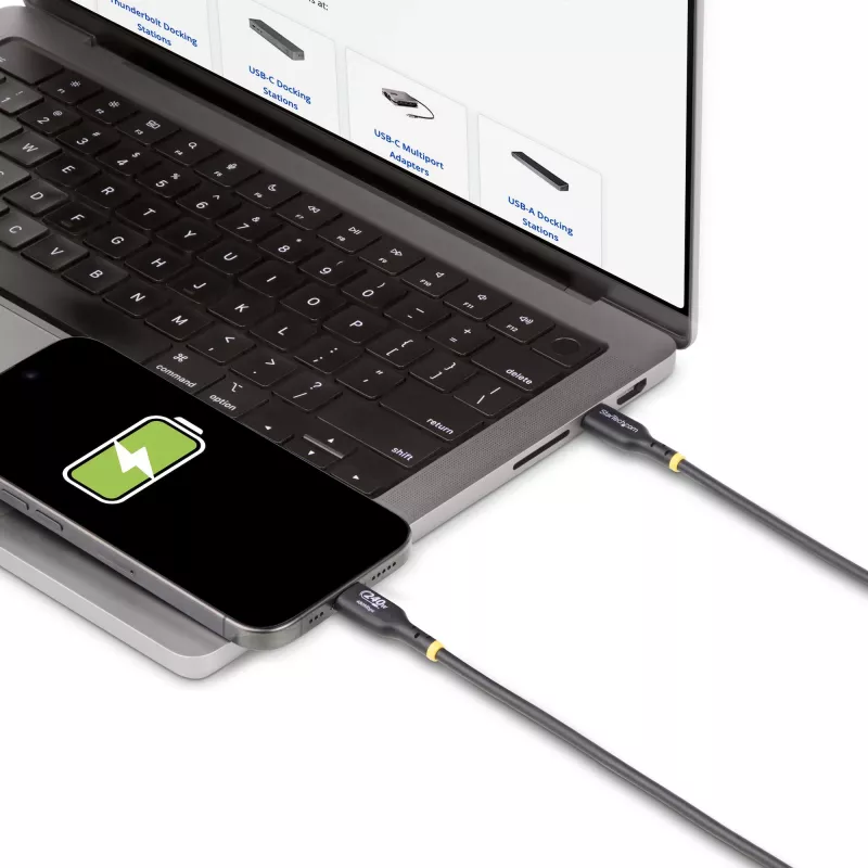 StarTech.com cable de carga USB-C de 3m, cable USB-C certificado USB-IF, 240W PD EPR, cable de carga para portátil USB 2.0 Type-C, cable de transferencia de datos USB-C, funda TPE, M/M