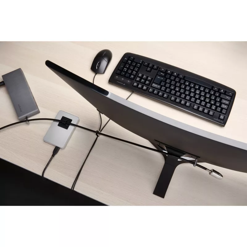 Kensington kit de bloqueo para escritorio y periféricos 2.0, 2,44 m, Kensington, llave, acero al carbono, negro, plata