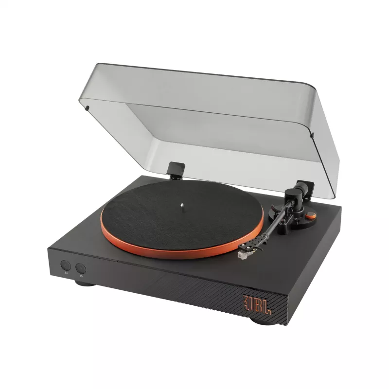 Tocadiscos JBL Spinner BT con transmisión por correa negro, naranja