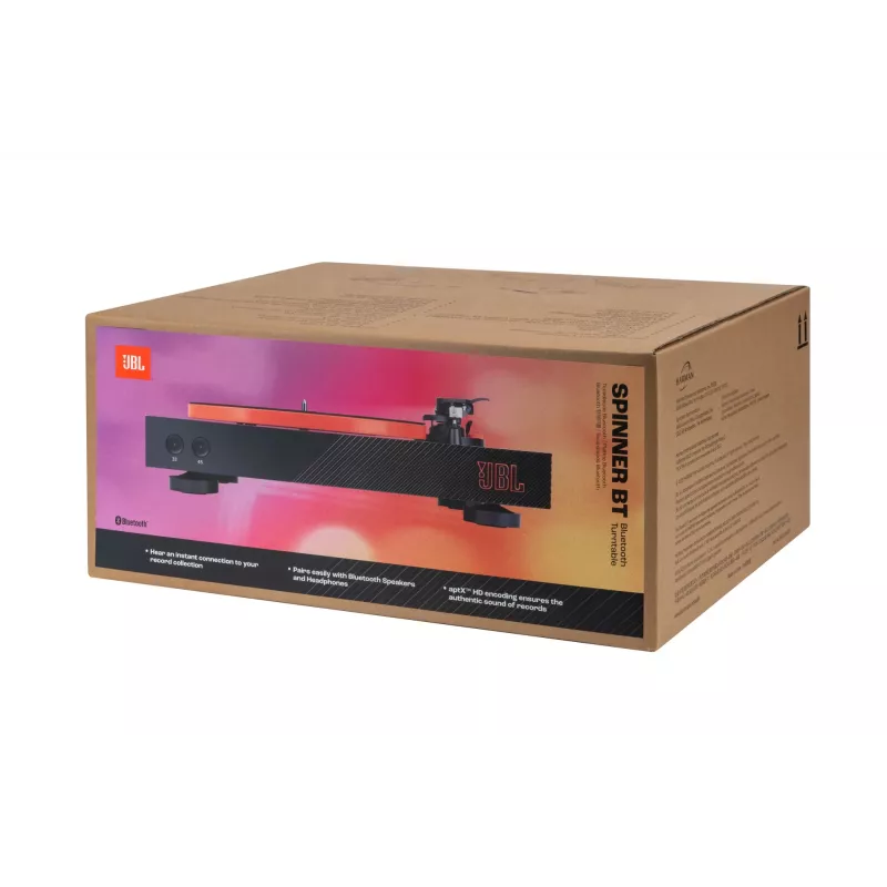 Tocadiscos JBL Spinner BT con transmisión por correa negro, naranja