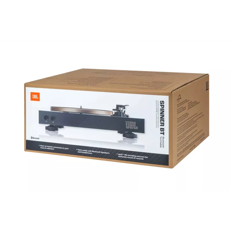 Tocadiscos JBL Spinner BT con transmisión por correa negro, dorado